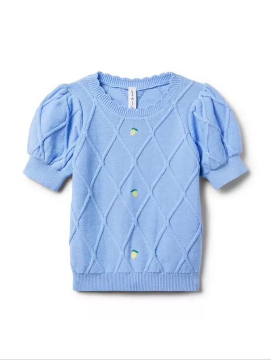 Janie and Jack Other - Janie and Jack Light Blue Knit Puff Sleeve Sweater Top